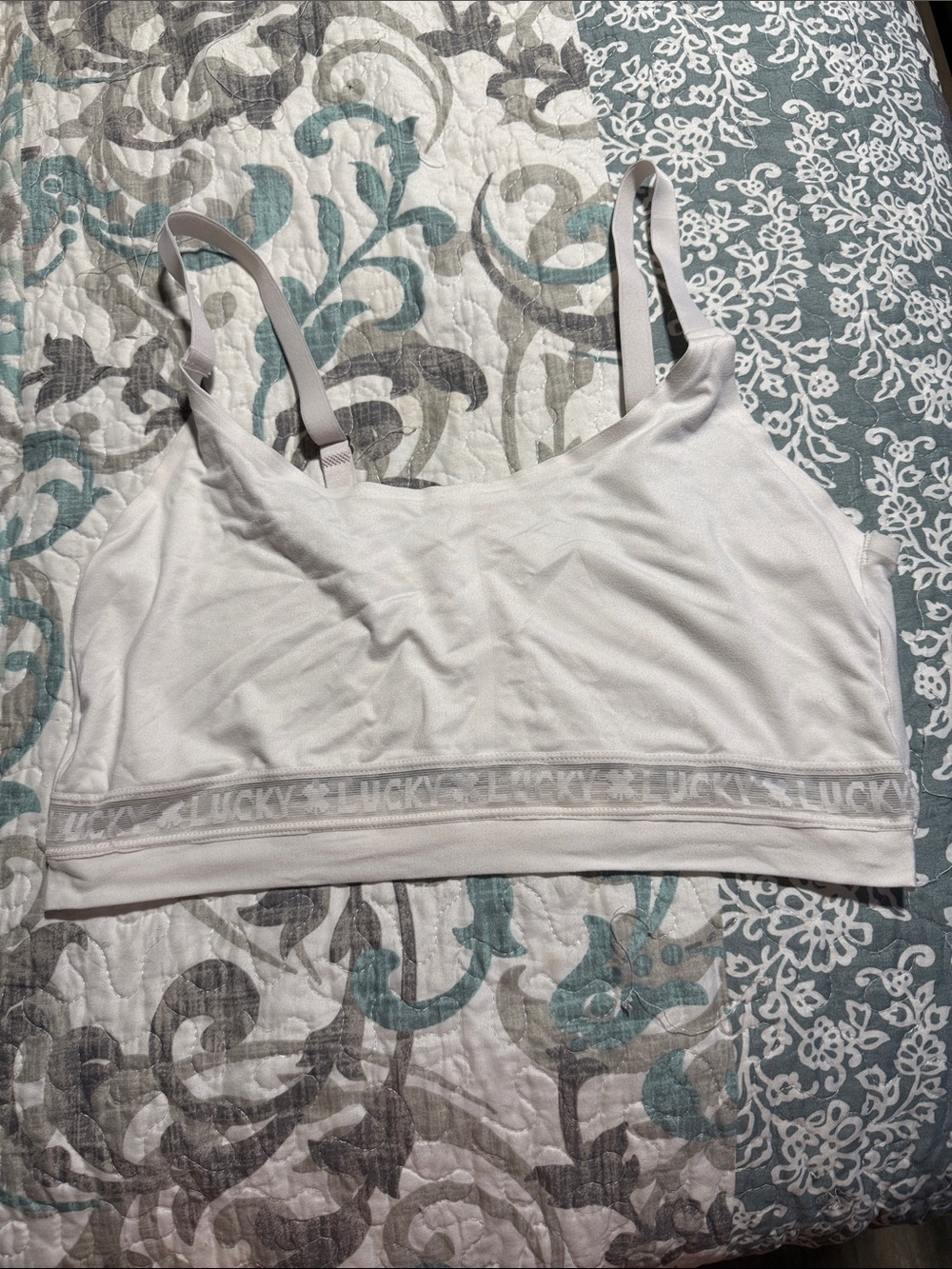Lucky Brand White Seamless Bralette with Logo Band